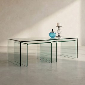 Kare Design Clear Club Glazen Salontafel Set 3-delig - 90 X 50cm.