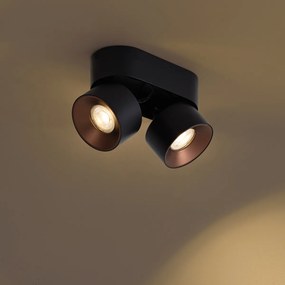 Moderne opbouwspot zwart met brons GU10 50mm 2-lichts kantelbaar - Echo