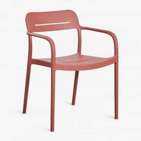 Stapelbare Set Van 2 Eetkamerstoelen Met Armleuningen Van Polypropyleen Graneli Terracota - Sklum