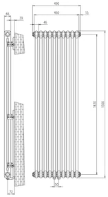 Sapho Fede handdoekradiator mat wit 49x150cm 1071W