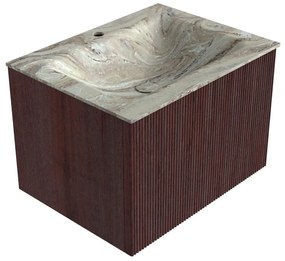 Mondiaz Kurve-dlux 60cm badmeubel ruby met 1 lade en wastafel cloud midden 1 kraangat glace