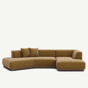 Open rechte hoekbank in linnen fluweel, JACOPO