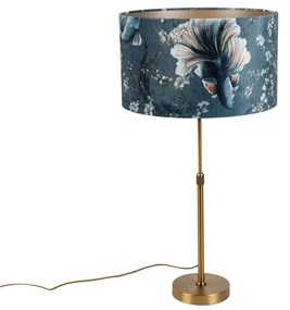 Tafellamp brons met velours kap vis 35cm - Parte Klassiek / Antiek, Modern E27 rond Binnenverlichting Lamp