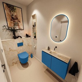 MONDIAZ TURE-DLUX 80cm toiletmeubel Jeans. EDEN wastafel Frappe positie midden. Zonder kraangat. TUREDX80JEAM0FRA