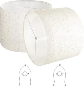 VEVOR Drumlampenkap 40 x 40 x 30 cm (boven x onder x hoog), 2 stuks linnen + PVC vervangende kappen, lampenkap met harp voor tafellampen, staande lampen, hanglampen (licht linnen)