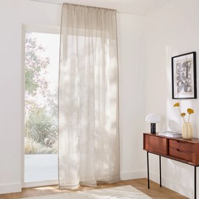 Linnen glasgordijn met gerimpelde bies en golf, ONEGA