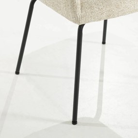 Eleonora Indy Stoel Met Armleuningen Beige Geweven Stof