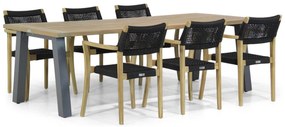 Tuinset 6 personen 240 cm Rope Zwart Lifestyle Garden Furniture Dallas/Glasgow