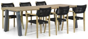 Tuinset 6 personen 240 cm Rope Zwart Lifestyle Garden Furniture Dallas/Glasgow