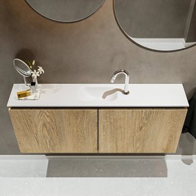 Mondiaz Ture 120cm toiletmeubel washed oak met wastafel talc midden 1 kraangat