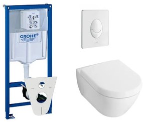 Villeroy & Boch Subway 2.0 toiletset met inbouwreservoir, softclose en quick release closetzitting en bedieningsplaat wit 0729122/0124005/0729205/0124060/