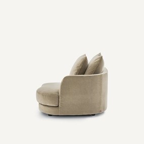 Halve bank rechts, afgerond, modulair, van stonewashed fluweel, TIBERIO