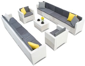 Technorattan set met twee grote banken Colorado Coffee Max 12 wit Bica