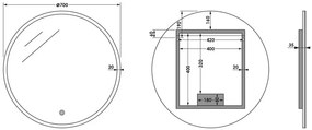 Brauer Jade ronde spiegel met verlichting 70cm