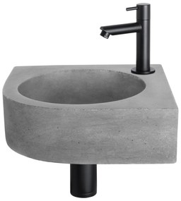 Differnz Cleo fonteinset donkergrijs beton met rechte kraan mat zwart