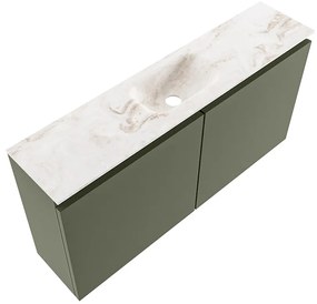 Mondiaz Ture DLux toiletmeubel 100cm army met wastafel frappe midden met kraangat