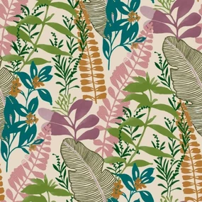 Noordwand Good Vibes Behang Big Leaves groen en roze