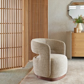 Draaifauteuil met walnoten onderstel, mêleestof, Jesper