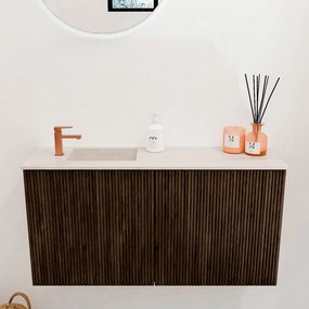 Mondiaz Joya DLux 80cm toiletmeubel walnut met wastafel faye links 1 kraangat meli