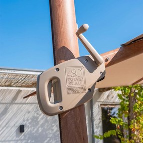 4 Seasons Hacienda zweefparasol 300x400 cm frame woodlook - doek sand