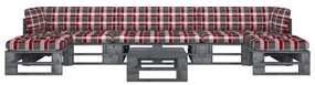 vidaXL 6-delige Loungeset pallet met kussens grijs geïmpregneerd hout