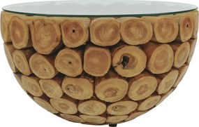 BRANCH 70 | Teak Bowl Salontafel met glas | Rond | 70x45
