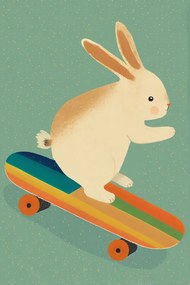 Ilustratie Bunny On Skateboard, Treechild