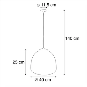 Eettafel / Eetkamer Hanglamp zwart met messing binnenkant 40 cm - Hoodi Industriele / Industrie / Industrial E27 rond Binnenverlichting Lamp