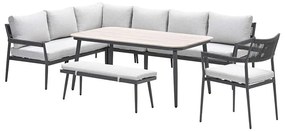 Garden Impressions Tineo lounge dining set 7-delig - donker grijs