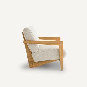 Fauteuil in massief eik en bouclette, Izag