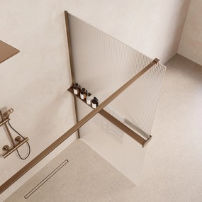 Saniclear Metric inloopdouche 120cm met handdoekhouder en ribbelglas verouderd messing