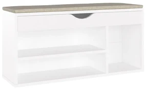 vidaXL Schoenenbank met kussen 104x30x49 cm spaanplaat wit