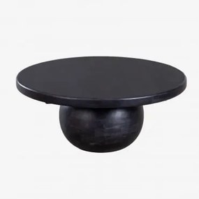 Ronde Salontafel Ø90 Cm Van Mangohout Dalen Gewoon Zwart - Sklum