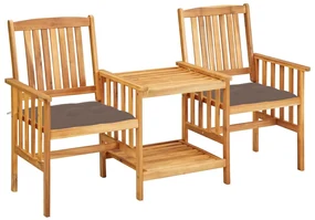 vidaXL Tuinstoelen met tafeltje en kussens massief acaciahout
