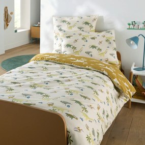 Kinderdekbedovertrek, biologisch katoen, dinosaurusprint, ALNIS
