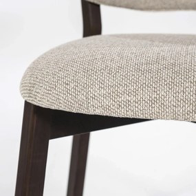 Eleonora Mikky Luxe Eetkamerstoel Walnoot Taupe En Stof