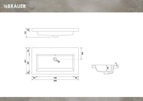 Brauer Solar Medium wastafel mineraalmarmer 80cm zonder kraangat wit mat