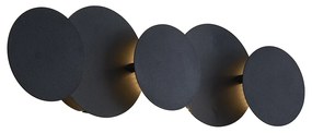 Moderne wandlamp zwart incl. LED 3-staps dimbaar 5-lichts - Sunrise Modern rond Binnenverlichting Lamp