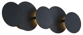 Moderne wandlamp zwart incl. LED 3-staps dimbaar 5-lichts - Sunrise Modern rond Binnenverlichting Lamp