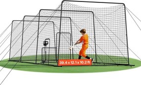 VEVOR honkbal slagkooi net 1200x368x310 cm trainingsnet met 45-laags en geknoopt HDPE-doek en lange positioneringstouwen, incl. softbal trainingskooi net