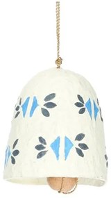 Kersthanger bel, katoen maché, wit, 7 cm