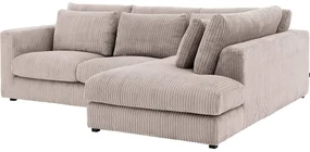 Goossens Bank Ravenia bruin, stof, 2,5-zits, stijlvol landelijk met chaise longue rechts