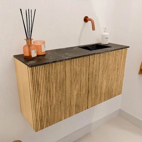 Mondiaz Joya DLux 80cm toiletmeubel oak met wastafel faye rechts zonder kraangat lava