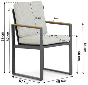 Tuinstoel Aluminium Grijs-antraciet Lifestyle Garden Furniture Faro