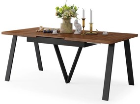 AVERY Doubs-noten/onderkant zwart - LOFT/INDUSTRIËLE TAFEL VOOR WOONKAMER/EETKAMER UITKLAPBAAR TOT 290 cm!