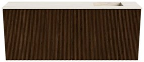 Mondiaz Joya DLux 100cm toiletmeubel walnut met wastafel faye rechts zonder kraangat meli