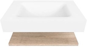 Zaro Alan badmeubel 70cm met planchet washed oak en vrijhangende wastafel cloud midden 1 kraangat talc