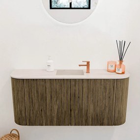 Mondiaz Joya DLux 95cm toiletmeubel ronding links/rechts dusk met wastafel faye midden 1 kraangat meli