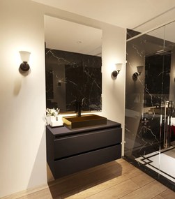 Fontana Maido mat zwart badkamermeubel 100cm met vierkante waskom mat goud