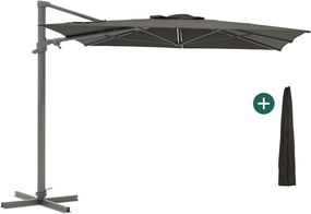 Parasol Shadowline Francisco | Inclusief hoes | Vierkant | 260x260cm | Met draaihendel | Zwart | Kees Smit Tuinmeubelen